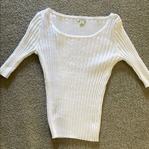 Sundance Boutique White Ribbed Short Sleeve Tee